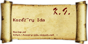 Kozáry Ida névjegykártya